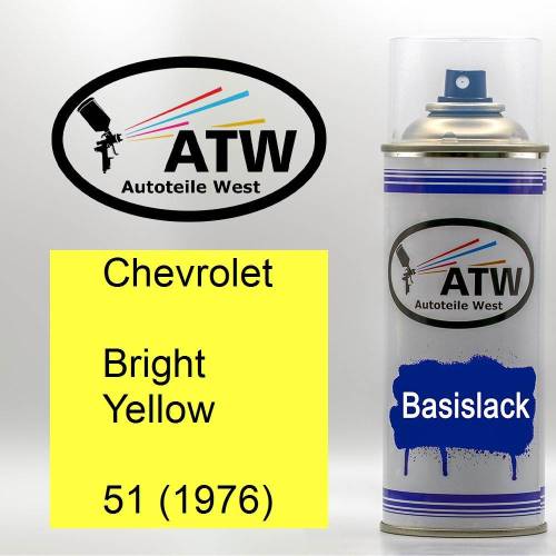 Chevrolet, Bright Yellow, 51 (1976): 400ml Sprühdose, von ATW Autoteile West.